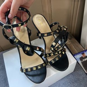 Black studded strapped heels